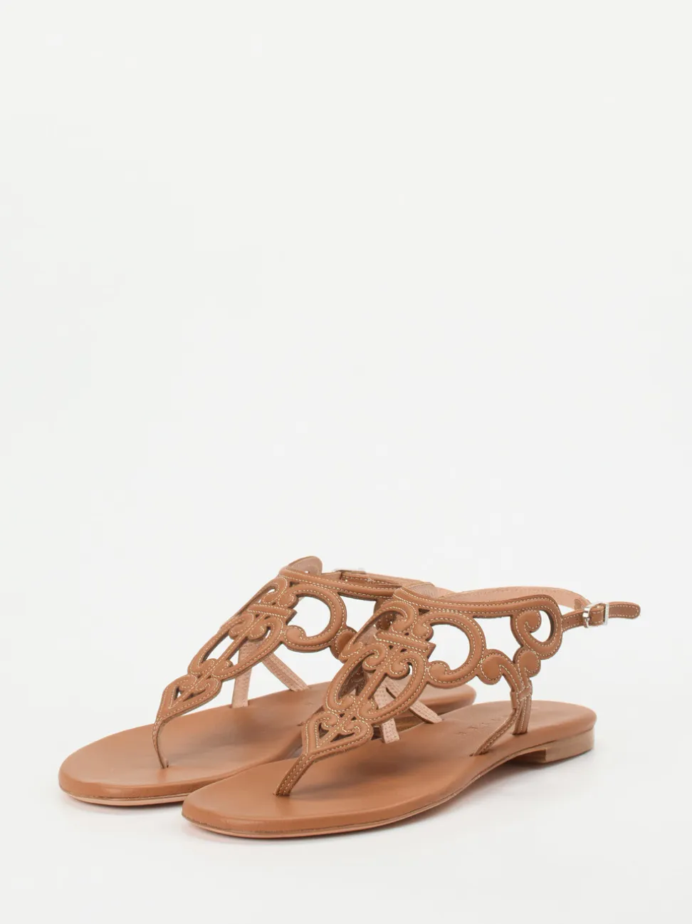 Unützer – Zehentrenner-Sandalen aus Kalbleder cognac