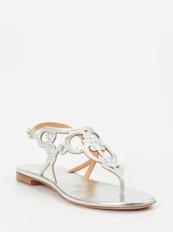 Unützer – Zehentrenner-Sandalen aus Lackleder silber