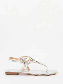 Unützer – Zehentrenner-Sandalen aus Lackleder silber