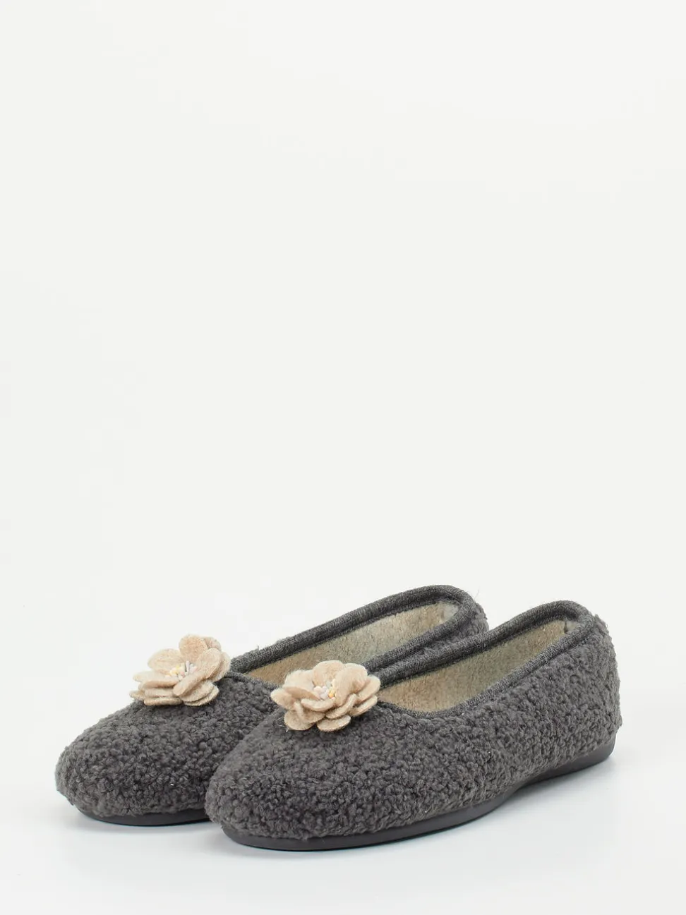 Varomed – Ballerina-Hausschuh aus Textil anthrazit