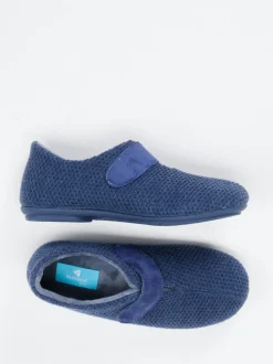 Varomed – Klett-Hausschuh aus strukturiertem Textil Dunkelblau
