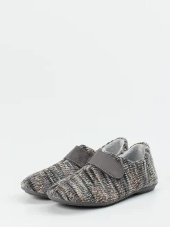 Varomed – Klett-Hausschuh aus Textilstrick Grau-Melange