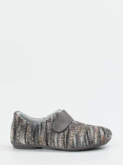 Varomed – Klett-Hausschuh aus Textilstrick Grau-Melange