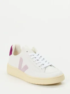 VEJA – Sneaker aus Leder in Weiß mit Pastelllogo