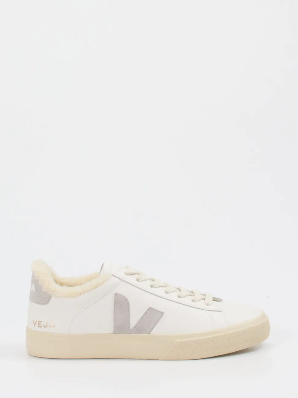Veja – Sneaker aus Leder mit Wollfutter cremeweiß
