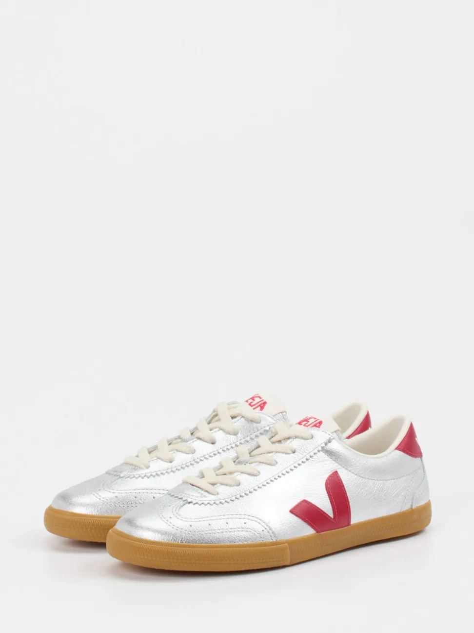 VEJA – Sneaker aus Leder silberfarben