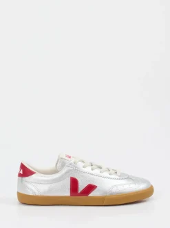 VEJA – Sneaker aus Leder silberfarben