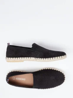 Verbenas – Espadrilles aus Leder mit Lochmuster schwarz