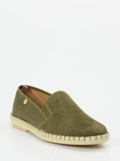 Verbenas – Espadrilles aus Veloursleder Olivgrün