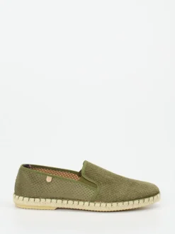 Verbenas – Espadrilles aus Veloursleder Olivgrün