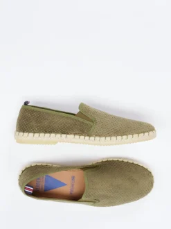 Verbenas – Espadrilles aus Veloursleder Olivgrün