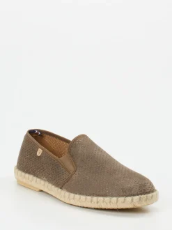 Verbenas – Espadrilles aus geprägtem Leder in Taupe