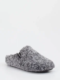 Verbenas – Hausschuh aus Teddyfleece grau