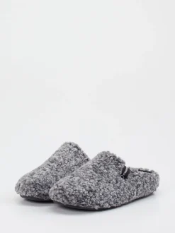 Verbenas – Hausschuh aus Teddyfleece grau