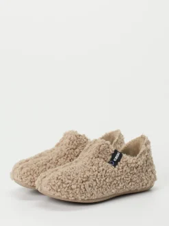 Verbenas – Hausschuh aus Teddy-Fleece in Braun