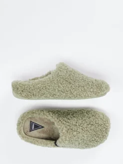 Verbenas – Pantoffeln aus Textil in Salbeigrün