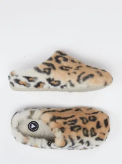 Verbenas – Pantoffeln aus Fell mit Leoprint