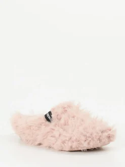 Verbenas – Pantoffeln aus Textil mit Kunstfell rosa