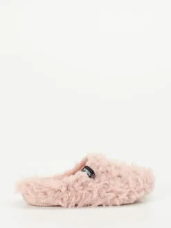 Verbenas – Pantoffeln aus Textil mit Kunstfell rosa
