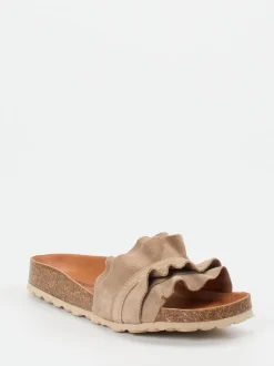 Verbenas – Pantolette aus Veloursleder Sandbeige