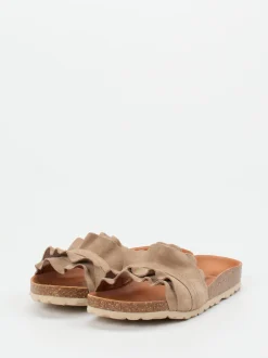 Verbenas – Pantolette aus Veloursleder Sandbeige