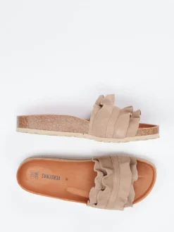 Verbenas – Pantolette aus Veloursleder Sandbeige