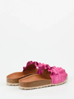 Verbenas – Pantolette aus Veloursleder Pink