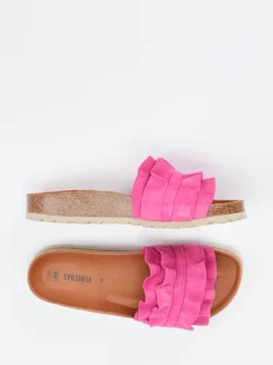 Verbenas – Pantolette aus Veloursleder Pink
