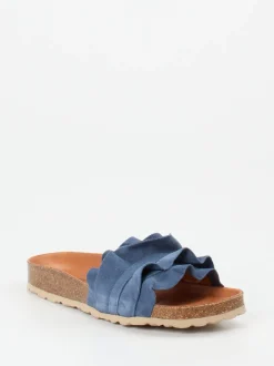 Verbenas – Pantoletten aus Veloursleder jeansblau