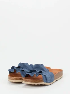 Verbenas – Pantoletten aus Veloursleder jeansblau