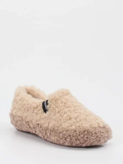 Verbenas – Slipper aus Textil mit Kunstfellstruktur beige
