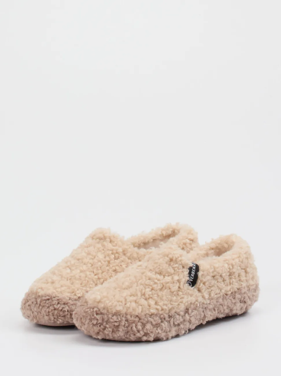 Verbenas – Slipper aus Textil mit Kunstfellstruktur beige