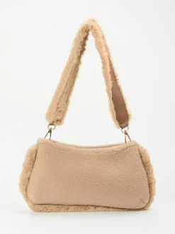 Viamailbag – Baguette-Bag aus Textil und Kunstfell Beige