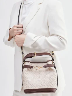Viamailbag – Bucket Bag aus Textil und Leder beige
