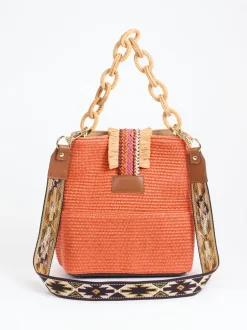 Viamailbag – Bucket Bag aus Baumwolle mit Raffia-Details