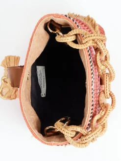Viamailbag – Bucket Bag aus Baumwolle mit Raffia-Details