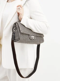 Viamailbag – Schultertasche aus Bouclé-Textil Dunkelbraun