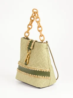Viamailbag – Schultertasche aus Textil mit Bastdetails