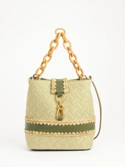 Viamailbag – Schultertasche aus Textil mit Bastdetails