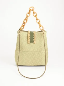 Viamailbag – Schultertasche aus Textil mit Bastdetails