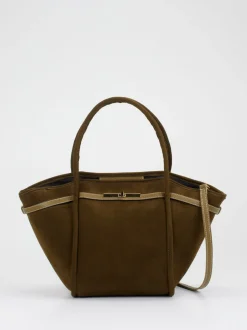 Viamailbag – Shopper aus Veloursleder olivbraun