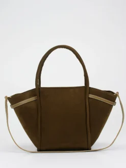 Viamailbag – Shopper aus Veloursleder olivbraun