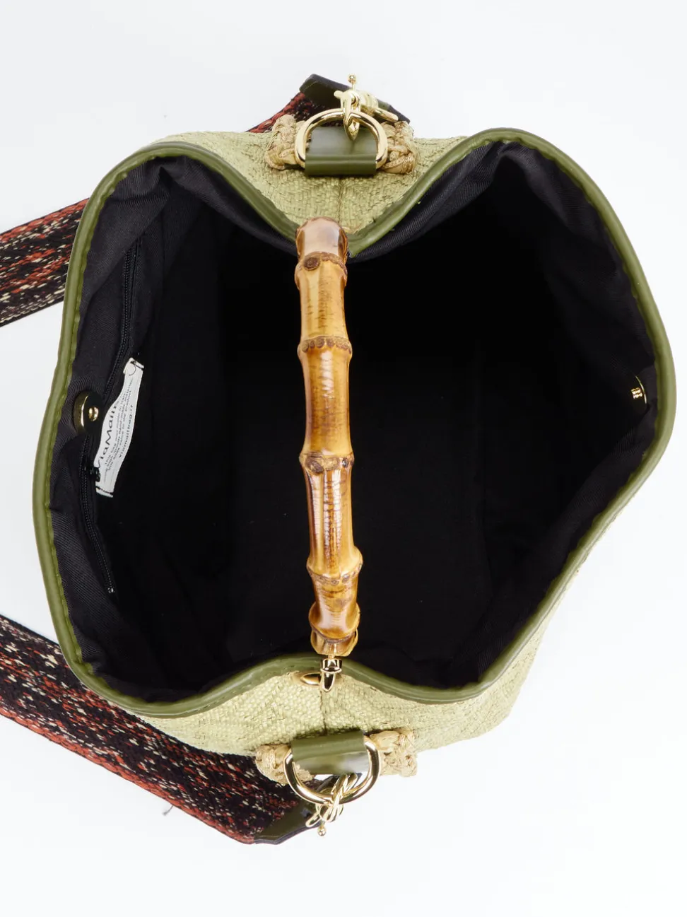 Viamailbag – Top Handle Bag aus Textil mit Bambusgriff