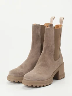 Voile Blanche – Chelsea Boots aus Veloursleder Taupe