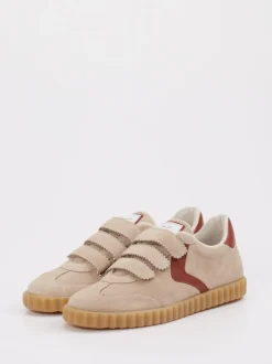 Voile Blanche – Klett-Sneaker aus Veloursleder beige