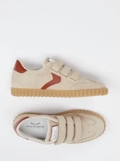 Voile Blanche – Klett-Sneaker aus Veloursleder beige
