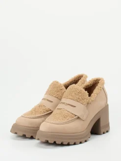 Voile Blanche – Loafer aus Nubukleder mit Teddyfell