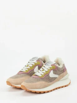 Voile Blanche – Retro-Sneaker aus Veloursleder beige