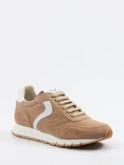 Voile Blanche – Retro-Sneaker aus Veloursleder beige