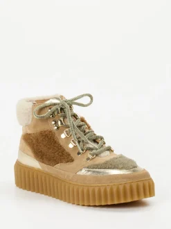 Voile Blanche – Schnürboots aus Veloursleder Beige